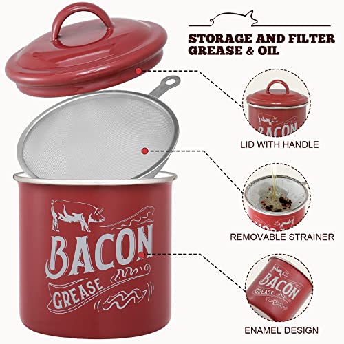 Ceramic Bacon Grease Container With Strainer And Lid, Bacon Grease Keeper, Bacon  Grease Saver With Stainless Strainer, Bacon Grease Oil Container, Oil  Storage Can, Porcelain Fat Filter Container, Kitchen Decor, Chrismas  Halloween