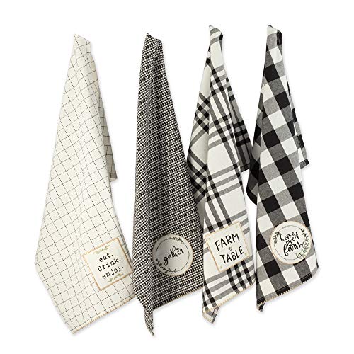 DII Home Sweet Farmhouse Kitchen Collection, Dishtowel Set, 18x28, Black, 4 Count